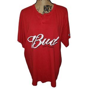 Budweiser Vintage XLarge Tee King of Beers Button 99 on Back Shirt Henley Neck